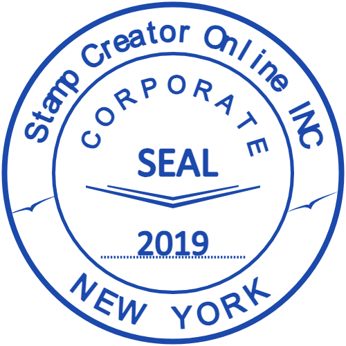 New York corporate seal with a bold custom center for an online stamp maker
