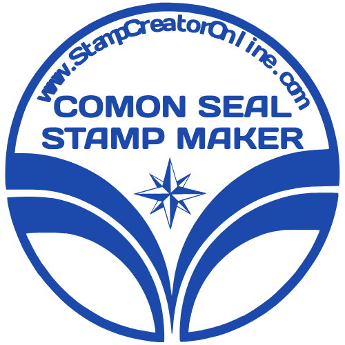 Circular common seal with a prominent center logo for online editing