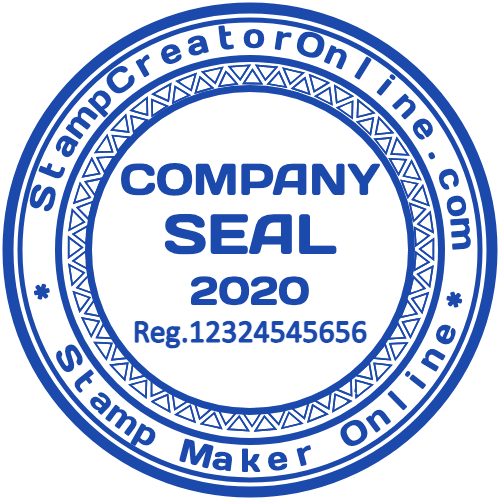 Decorative self-inking corporate seal with registration text and date