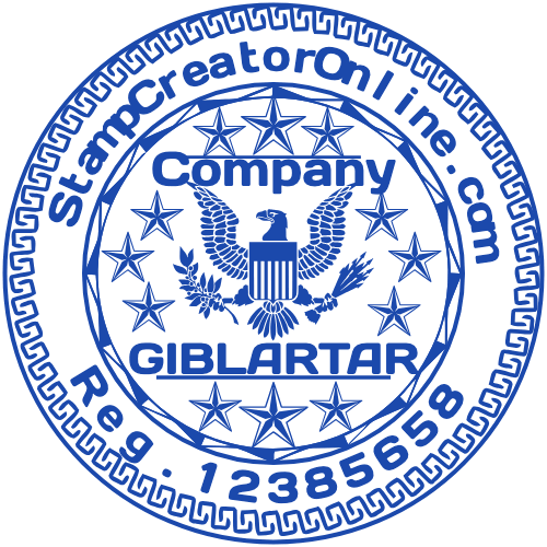 Gibraltar registered company seal with circular text and center details