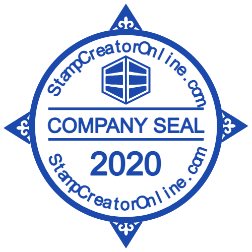 Double-ring business seal with company name, website and founding year