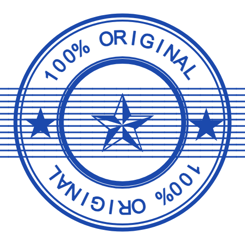 Round 100 percent original certification stamp with editable center line