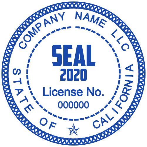 California state company seal with license number and incorporation year