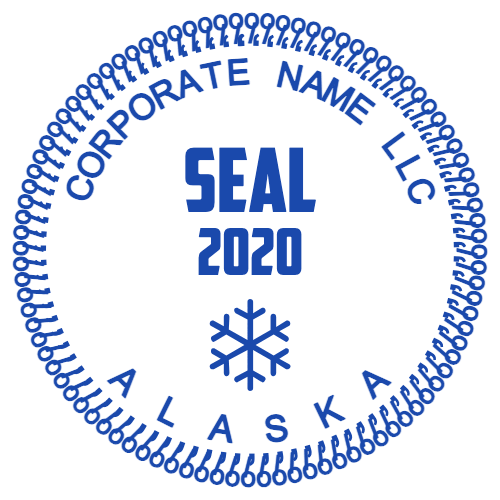 Alaska corporate name seal with year and central seal lettering