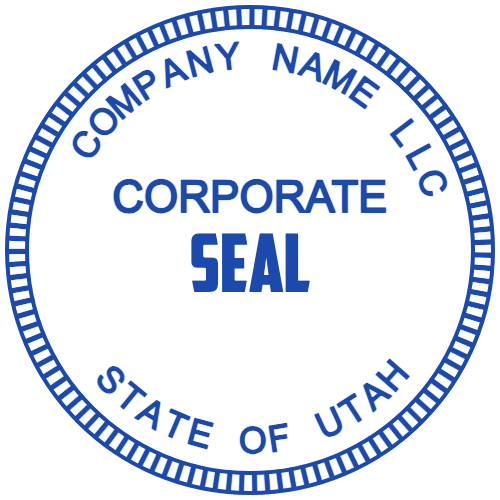 Utah corporate seal with a filmstrip-inspired ornamental border
