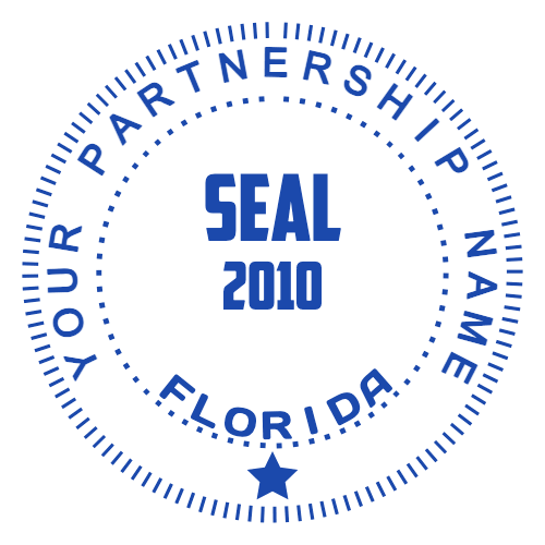 Florida partnership seal with founding year and editable organization name