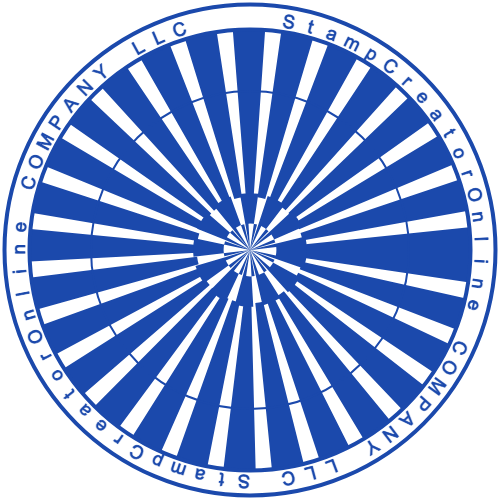 Circular embossing-style company seal with a central logo and repeated business name