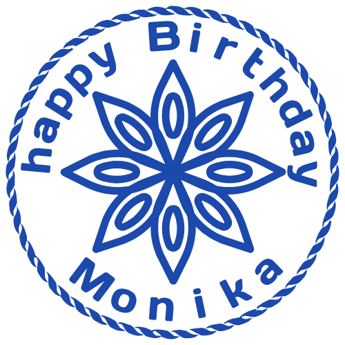 Floral birthday stamp with a braided border and editable recipient name