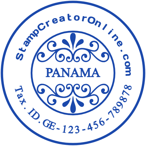 Panama business stamp with a company website and tax-identification line