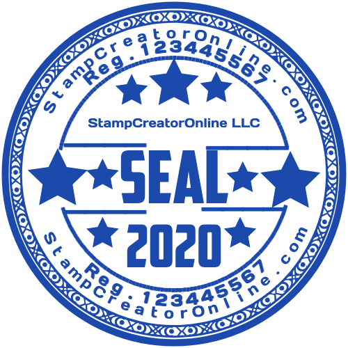 Ornamental LLC stamp with a year and repeated registration-number details