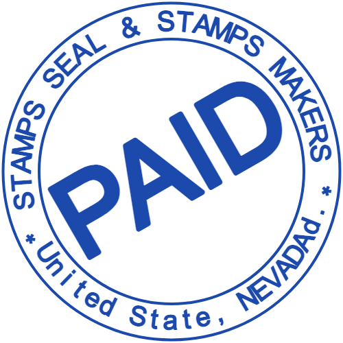 Round PAID stamp with Nevada location text for financial paperwork