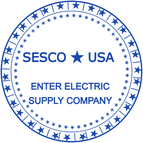 Circular electrical-supply stamp with star borders and company lettering