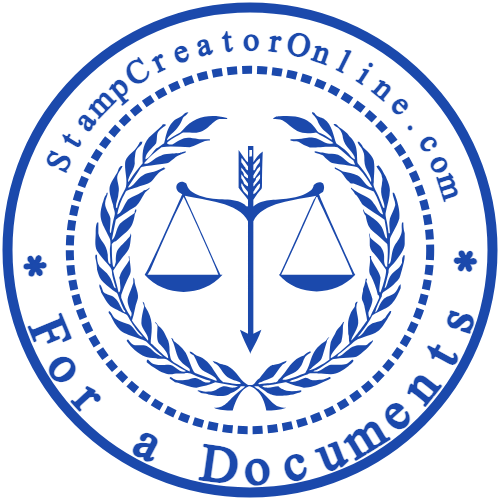 Decorative circular document stamp with star separators and a website name
